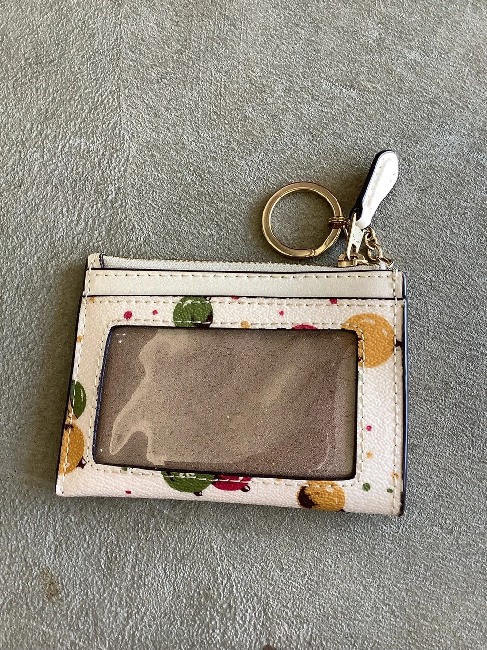 Coach white ornaments patterned keychain wallet